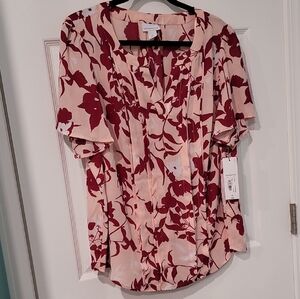 Liz Claiborne Red Sailor Collar Boxy Blouse